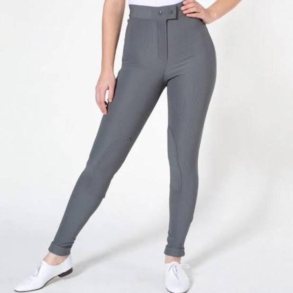 American Apparel Pant Gray Ribbed High Waisted Riding Pants Size Large
